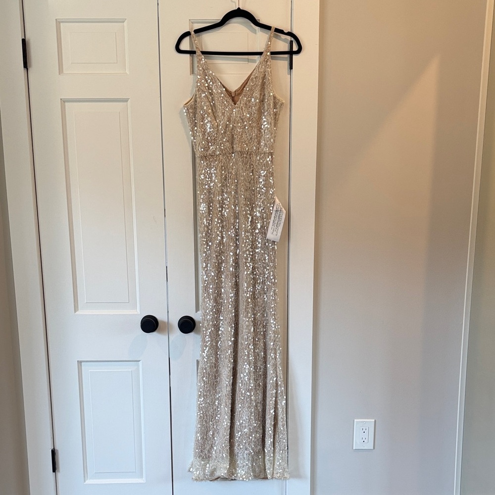 Dress the Population Sparkling Sequin Maxi Dress in Silver